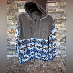 Free nature Men's Gray and Blue Patterned Hoodie